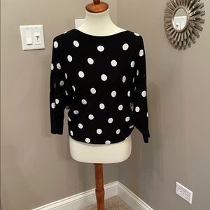 White House Black Market Black and White Polka Dot Sweater
